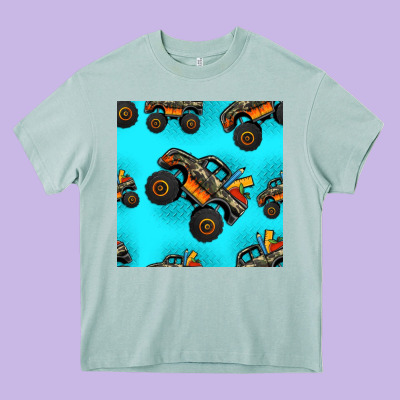 Monster Truck Pre Teen Seamless Pattern Heavy Core Tee Designed By Hra Design Shop