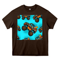 Chocolate Brown monster truck pre teen seamless pattern Heavy Core Tee - HRA Design Shop