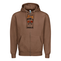 Chestnut Glitter Western Patterned Mom Skull Zipper Hoodie - Bettercallsaul