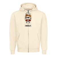 Sandshell Glitter Western Patterned Mom Skull Zipper Hoodie - Bettercallsaul
