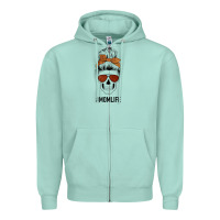 Glitter Western Patterned Mom Skull Zipper Hoodie | Teevron