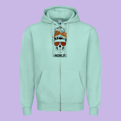 Glitter Western Patterned Mom Skull Zipper Hoodie Designed By Bettercallsaul