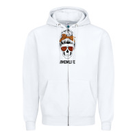 White Glitter Western Patterned Mom Skull Zipper Hoodie - Bettercallsaul
