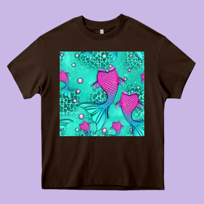 Mermaid Tail Seamless Pattern Heavy Core Tee Designed By Hra Design Shop