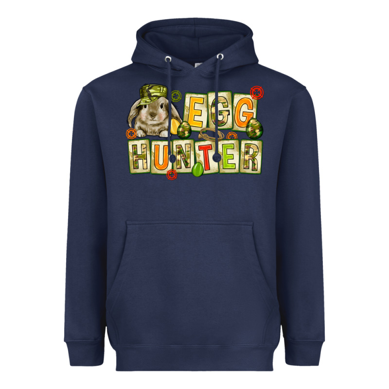 Egg Hunter With Camouflage Plate Letters Easter Heavyweight Hoodie by HowdyJamesFarm | Teevron
