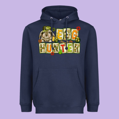 Egg Hunter With Camouflage Plate Letters Easter Heavyweight Hoodie Designed By Howdyjamesfarm