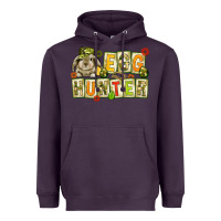 Plum Egg hunter with camouflage plate letters Easter Heavyweight Hoodie - HowdyJamesFarm