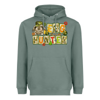 Sage Egg hunter with camouflage plate letters Easter Heavyweight Hoodie - HowdyJamesFarm