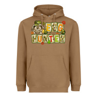 Toasted Coconut Egg hunter with camouflage plate letters Easter Heavyweight Hoodie - HowdyJamesFarm