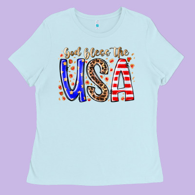 God Bless The Usa Ladies Tee Designed By Racoondesign