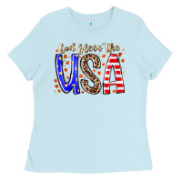 Baby Blue god bless the usa Ladies Tee - RacoonDesign