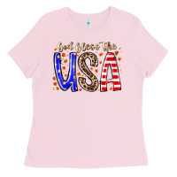 Bubblegum Pink god bless the usa Ladies Tee - RacoonDesign