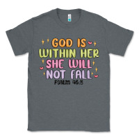 Charcoal Heather god is within her she will not fall Classic Tee - MaliasSmallBusiness
