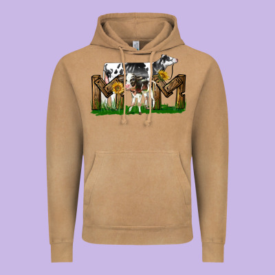 Western Holstein Cow And Baby Cow Mom Vintage Hoodie Designed By Lillyallendesigns