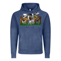 Vintage Denim Western Holstein Cow And Baby Cow Mom Vintage Hoodie - LillyAllenDesigns