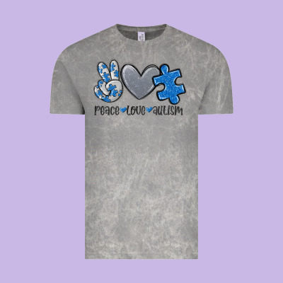 Peace Love Autism Vintage Tee Designed By Maliassmallbusiness