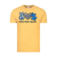 Vintage Mustard peace love autism Vintage Tee - MaliasSmallBusiness