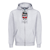 Heather Grey Glitter American Flag Patterned American Mom Skull Zipper Hoodie - Bettercallsaul