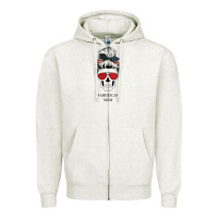 Oatmeal Heather Glitter American Flag Patterned American Mom Skull Zipper Hoodie - Bettercallsaul
