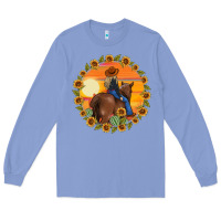Colony Blue cowgirl sunflower Long Sleeve Tee - MaliasSmallBusiness