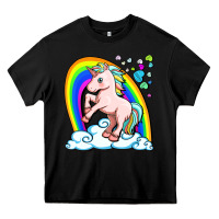 Black cute unicorn with rainbow Heavy Core Tee - FaDigitalArtStudio