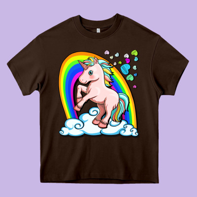 Cute Unicorn With Rainbow Heavy Core Tee Designed By Fadigitalartstudio