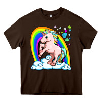 Chocolate Brown cute unicorn with rainbow Heavy Core Tee - FaDigitalArtStudio