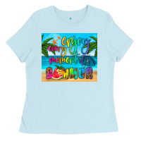 Baby Blue enjoy every moment of summer Ladies Tee - HRA Design Shop