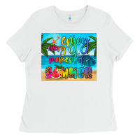 White enjoy every moment of summer Ladies Tee - HRA Design Shop