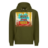 Army Green wifey mama boss Premium Hoodie - TumblerDesignByShophia