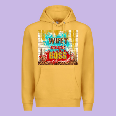 Wifey Mama Boss Premium Hoodie Designed By Tumblerdesignbyshophia