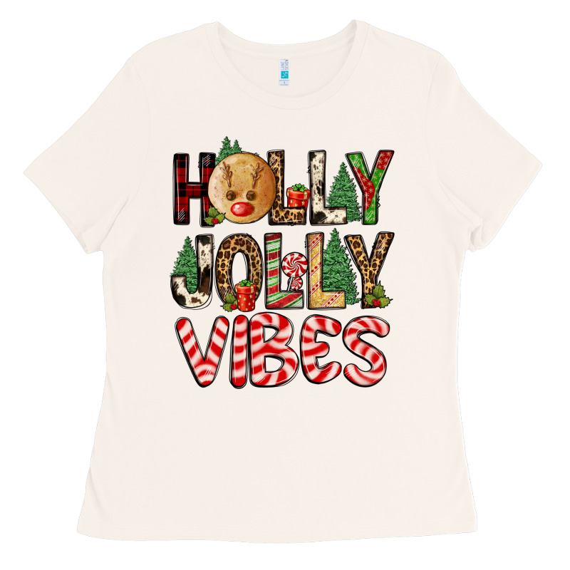 Holly Jolly Vibes Ladies Tee by FaDigitalArtStudio | Teevron