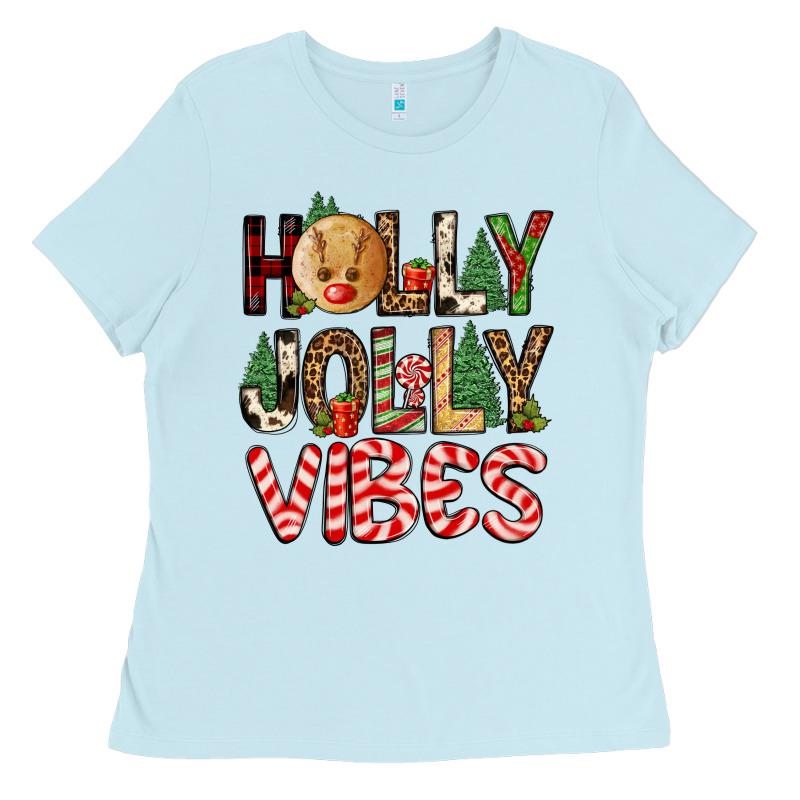 Holly Jolly Vibes Ladies Tee by FaDigitalArtStudio | Teevron