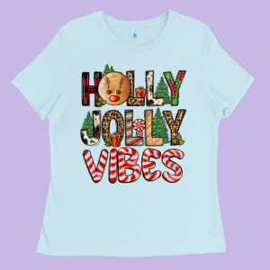 Holly Jolly Vibes Ladies Tee Designed By Fadigitalartstudio