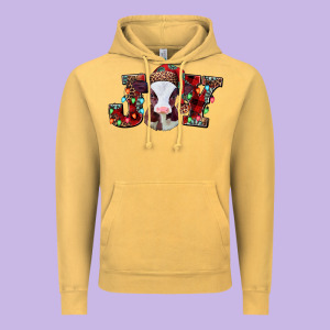 Joy Baby Cow Christmas Vintage Hoodie Designed By Jasminsmagicworld