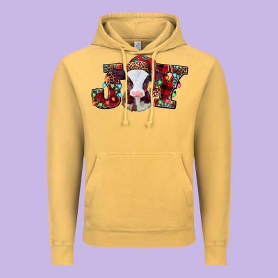 Joy Baby Cow Christmas Vintage Hoodie Designed By Jasminsmagicworld