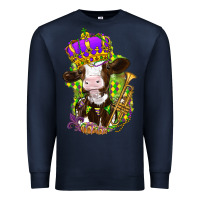 Navy Mardi Gras Cow Premium Sweatshirt - HowdyJamesFarm
