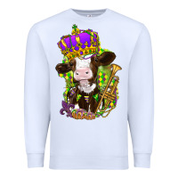 White Mardi Gras Cow Premium Sweatshirt - HowdyJamesFarm