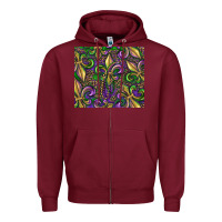 Burgundy mardi gras fleur de lis Zipper Hoodie - RanaPortraitStore