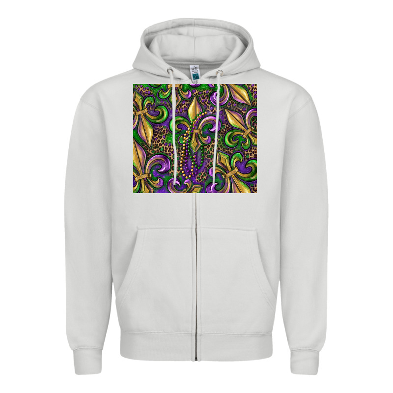 Mardi Gras Fleur De Lis Zipper Hoodie by RanaPortraitStore | Teevron