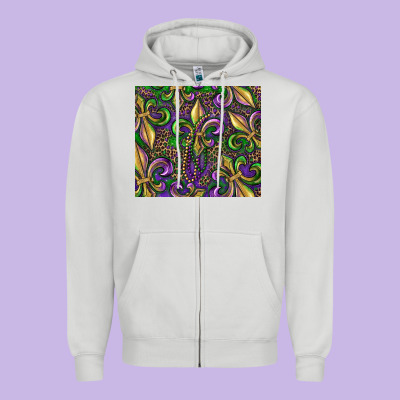 Mardi Gras Fleur De Lis Zipper Hoodie Designed By Ranaportraitstore