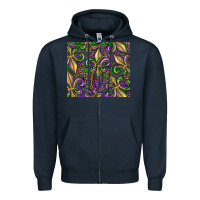 Navy mardi gras fleur de lis Zipper Hoodie - RanaPortraitStore