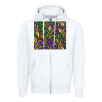 White mardi gras fleur de lis Zipper Hoodie - RanaPortraitStore