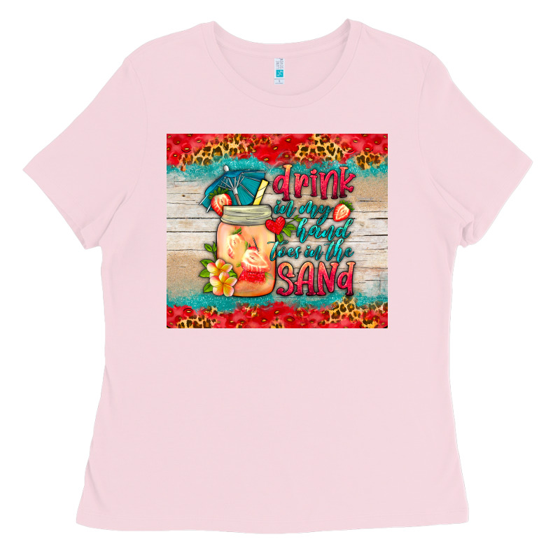 Drink In My Hand Toes In The Sand Tumbler Ladies Tee by HRA Design Shop | Teevron