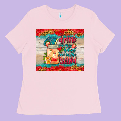 Drink In My Hand Toes In The Sand Tumbler Ladies Tee Designed By Hra Design Shop