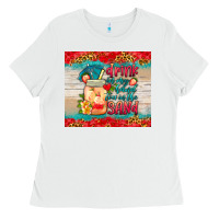 White drink in my hand toes in the sand tumbler Ladies Tee - HRA Design Shop