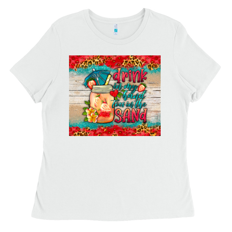 Drink In My Hand Toes In The Sand Tumbler Ladies Tee by HRA Design Shop | Teevron