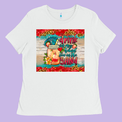 Drink In My Hand Toes In The Sand Tumbler Ladies Tee Designed By Hra Design Shop