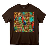 Chocolate Brown macaw parrot seamless pattern Heavy Core Tee - HRA Design Shop