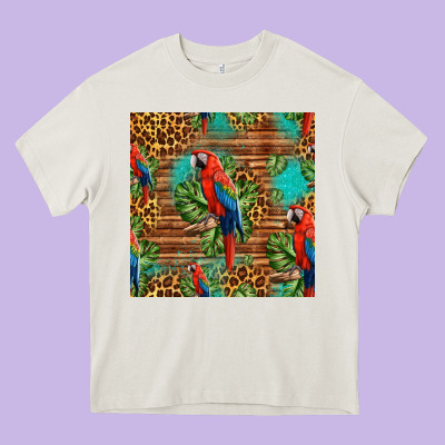 Macaw Parrot Seamless Pattern Heavy Core Tee Designed By Hra Design Shop